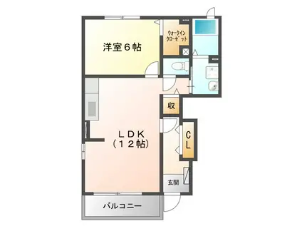 セレーノスパッツィオI(1LDK/1階)の間取り写真