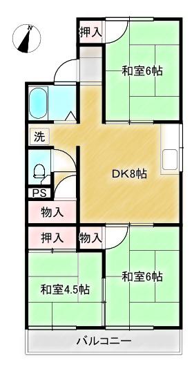 サンコーポ福島C棟(3DK/2階)の間取り写真