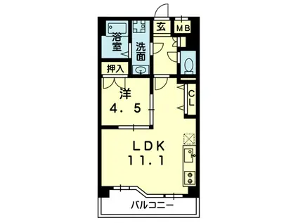 フラワーマンション城西(1LDK/3階)の間取り写真