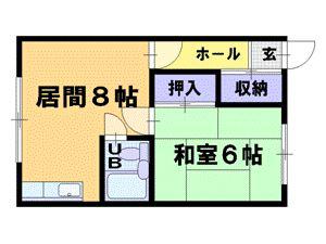 パフェル奥沢(1DK/2階)の間取り写真