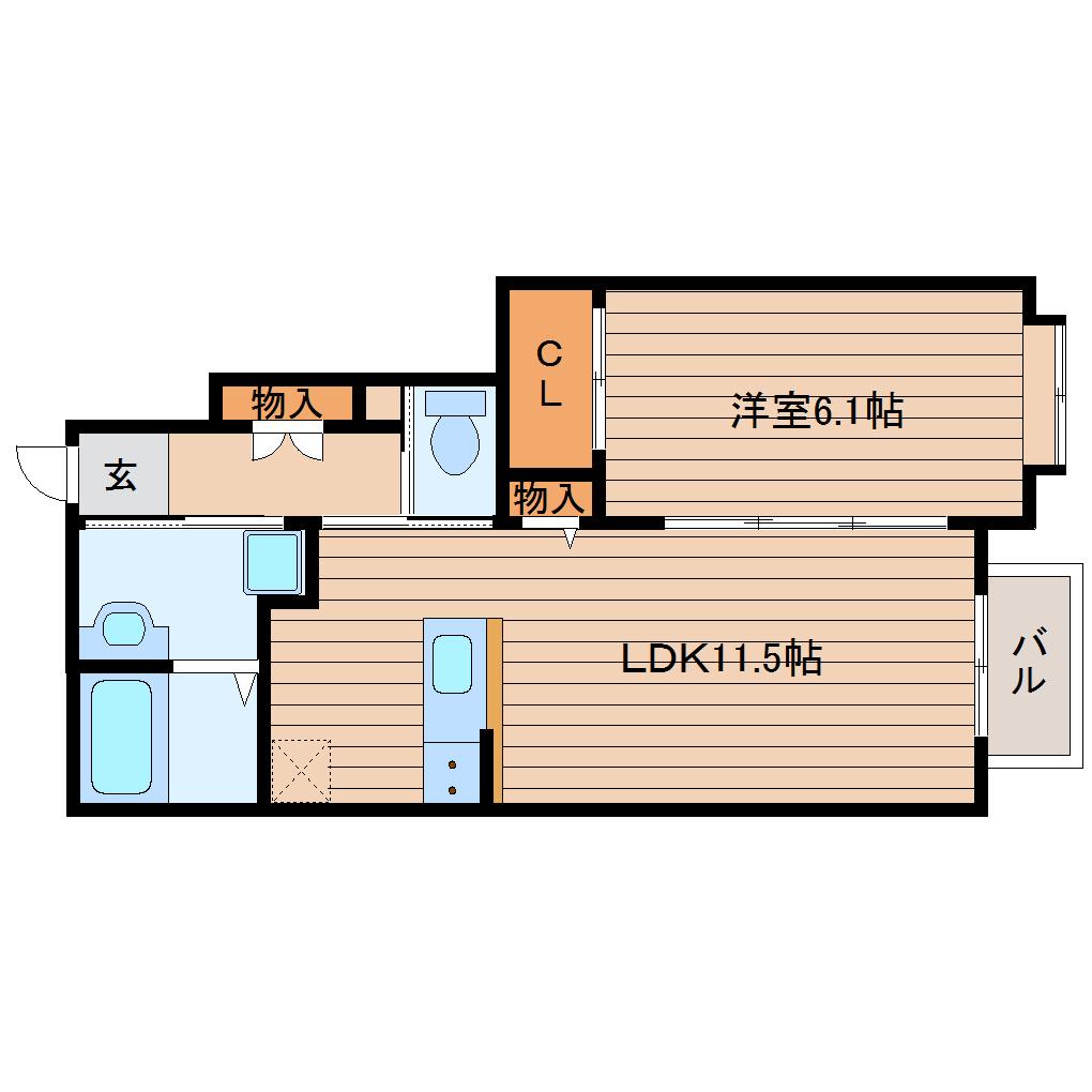 シャーメゾン三条町(1LDK/1階)の間取り写真