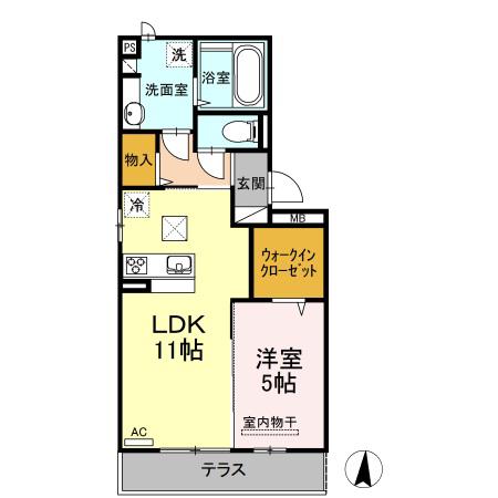 モンペルジュ(1LDK/1階)の間取り写真