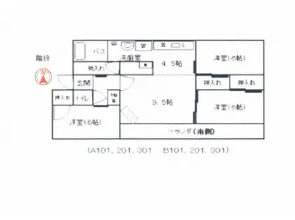 グリーンアベニュー(3LDK/3階)の間取り写真