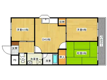 大一ヒルズ(3DK/4階)の間取り写真