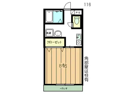 プレジール坂倉II(1K/3階)の間取り写真