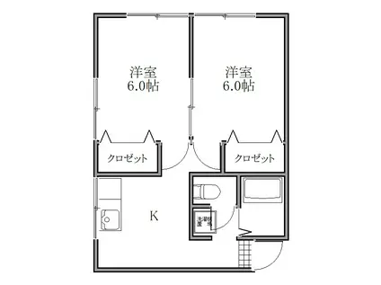 グリーンベルト A(2K/2階)の間取り写真