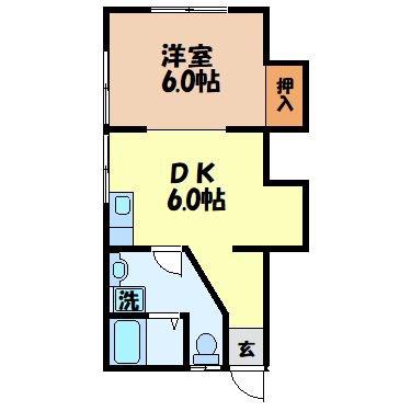 フォレスタ石神(1DK/1階)の間取り写真