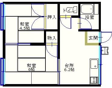千秋荘(2K/2階)の間取り写真