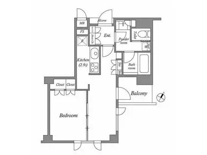 プラチナコート広尾(1LDK/4階)の間取り写真