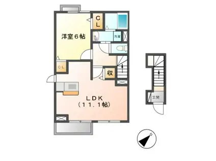 アレグリア(1LDK/2階)の間取り写真