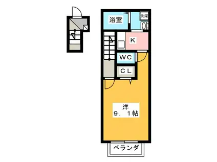 カーサコリーナ(1K/2階)の間取り写真