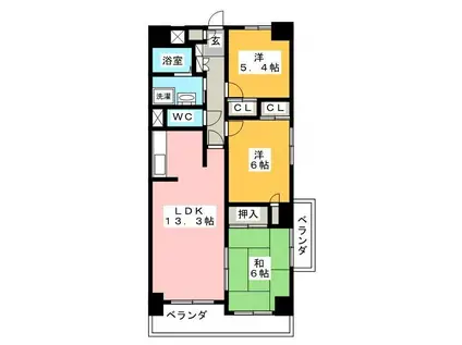 日本泉ビル(3LDK/12階)の間取り写真