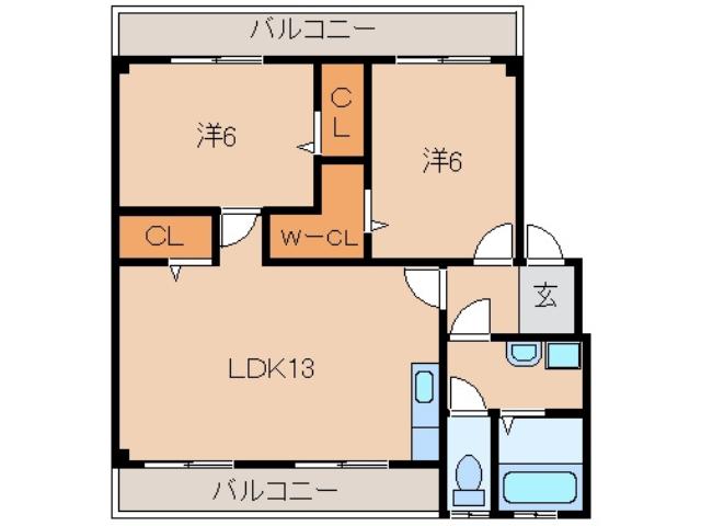 アイリスMT(2LDK/1階)の間取り写真