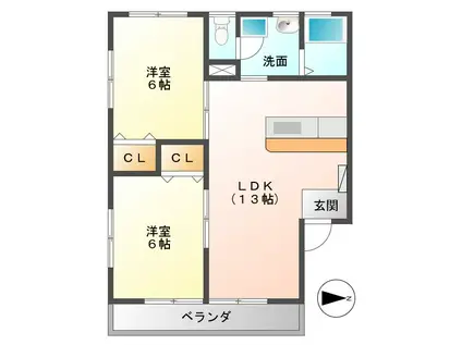 PLUM SQUARE(2LDK/2階)の間取り写真