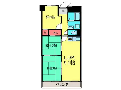 メゾン平野パートI(3LDK/8階)の間取り写真