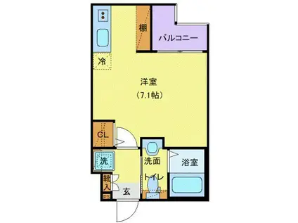 エクセラン東立石(ワンルーム/2階)の間取り写真