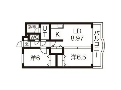 ライプン(2LDK/5階)の間取り写真