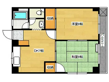 高畑ビル(2DK/2階)の間取り写真