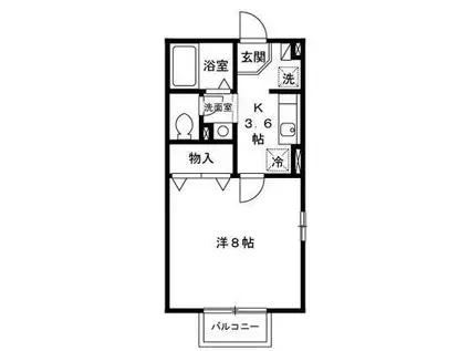 モナリエプライズ B棟(1K/2階)の間取り写真