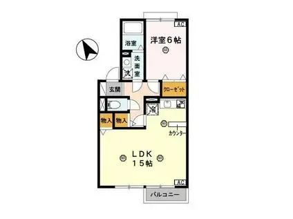 パインズコート(1LDK/2階)の間取り写真