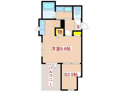 サウス RAINBOW(ワンルーム/2階)の間取り写真