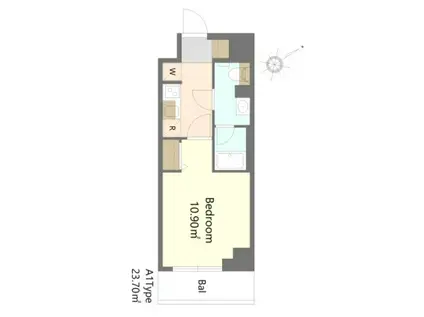 RESIDENCE船橋東中山(1K/1階)の間取り写真