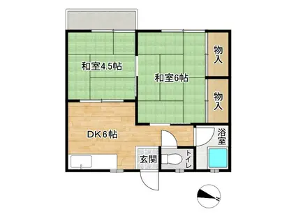 コーポアイランド(2DK/1階)の間取り写真