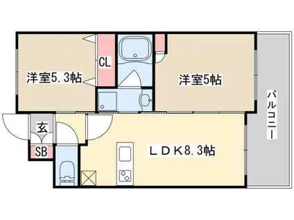 エステムプラザ神戸西Ⅳインフィニティ(2DK/8階)の間取り写真