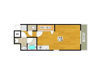 アーデン江坂II(ワンルーム/8階)の間取り写真