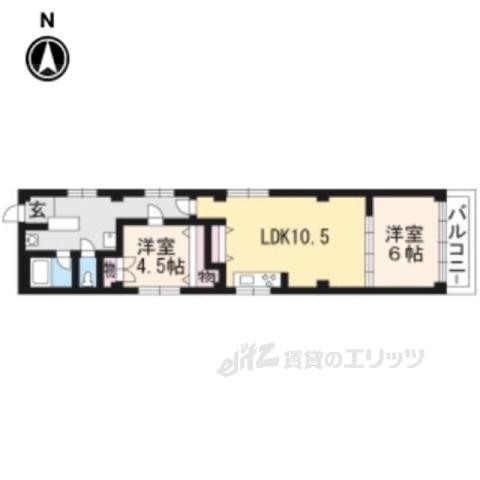 コンツェルト四条西洞院(2LDK/4階)の間取り写真