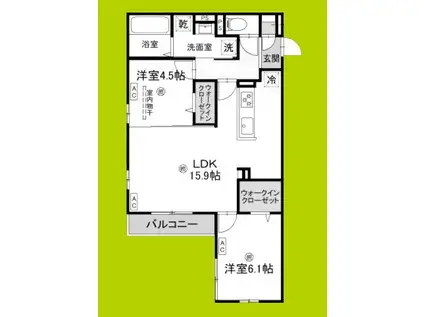 クラシスト甲子園一番町II(2LDK/3階)の間取り写真