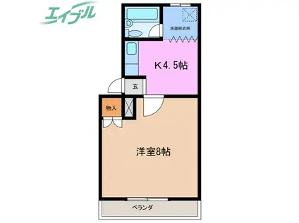 アーバンハイツミスギ(1K/2階)の間取り写真