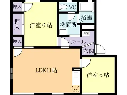 イーストメゾンA(2LDK/1階)の間取り写真