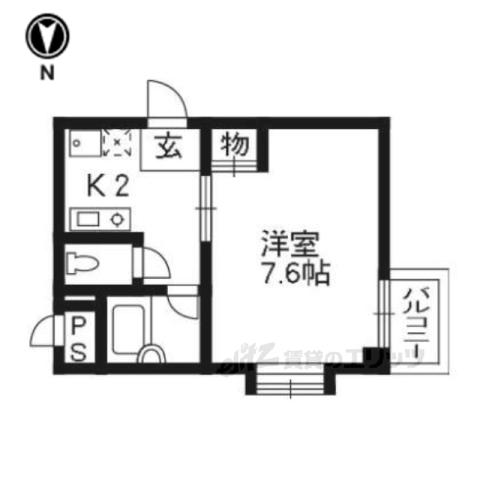 エクシード五条(1K/2階)の間取り写真