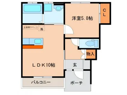 ローザA(1LDK/1階)の間取り写真