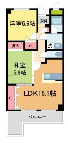 セレッソカージェ芦屋(1SLDK/2階)の間取り写真