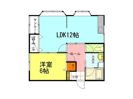 クリーンキャッスル(1LDK/2階)の間取り写真