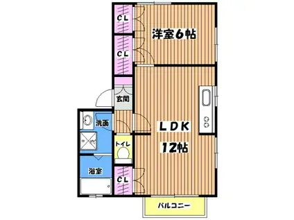 ルミエールMIIB(1K/2階)の間取り写真