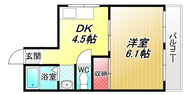 ベルメゾンII(1DK/4階)の間取り写真