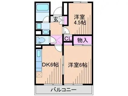 西山第9ビル エルム大倉山(2DK/2階)の間取り写真