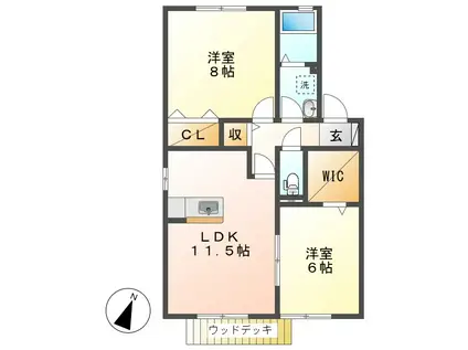 ECO-レジデンスA棟(2LDK/1階)の間取り写真