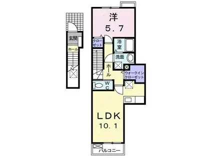 ラ カーサフェリーチェ(1LDK/2階)の間取り写真