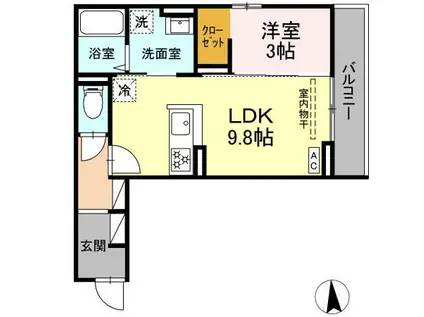 プランタン若里V(1LDK/2階)の間取り写真