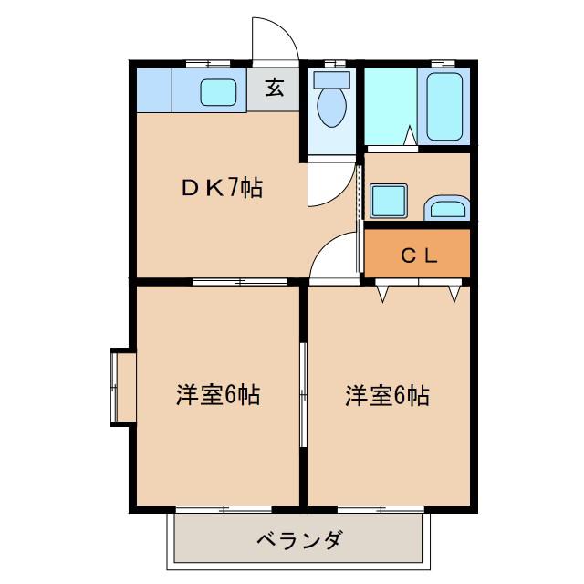 ミナミハラハイツA(2DK/1階)の間取り写真