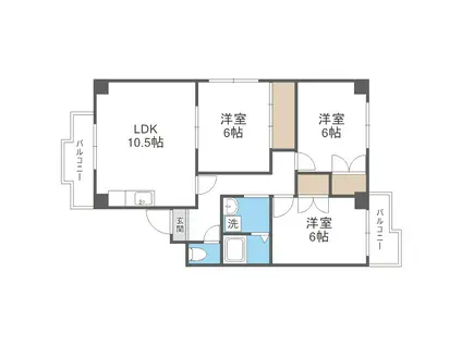 つくしビル(3LDK/4階)の間取り写真