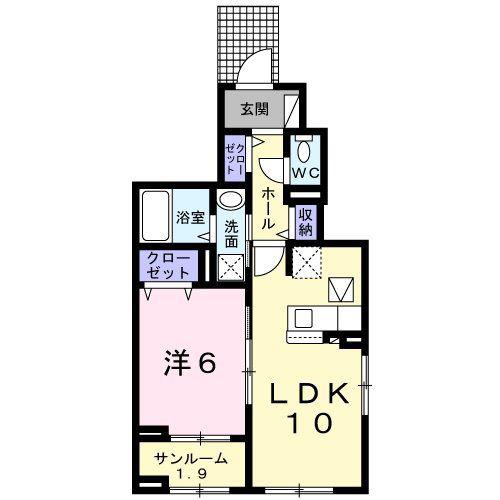 メゾン・ド・ジュネス(1LDK/1階)の間取り写真