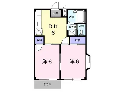 プロローグI(2DK/1階)の間取り写真