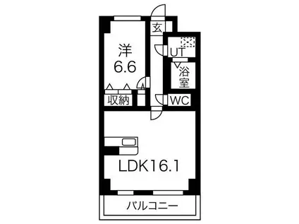 S-FORT宇都宮南大通(1LDK/6階)の間取り写真