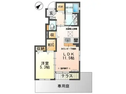 カーサ ESII(1LDK/1階)の間取り写真