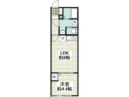 パークルームス西蒲田(1LDK/1階)の間取り写真